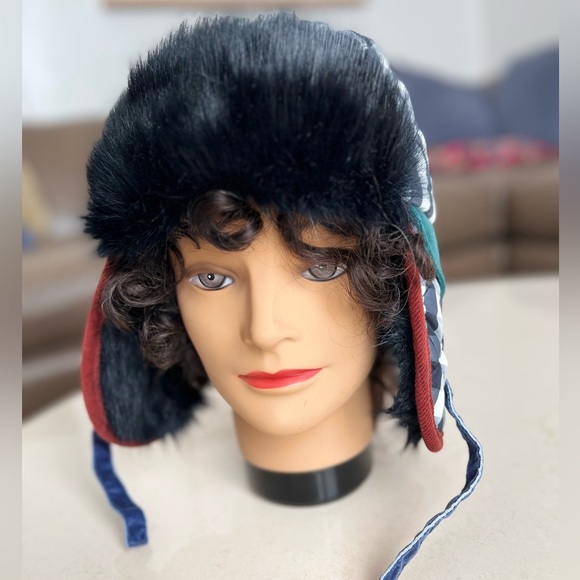 🔥PISTIL Black & White Check RAVE Black Faux Fur Earflap TRAPPER HAT |Women’s OS - Picture 16 of 16